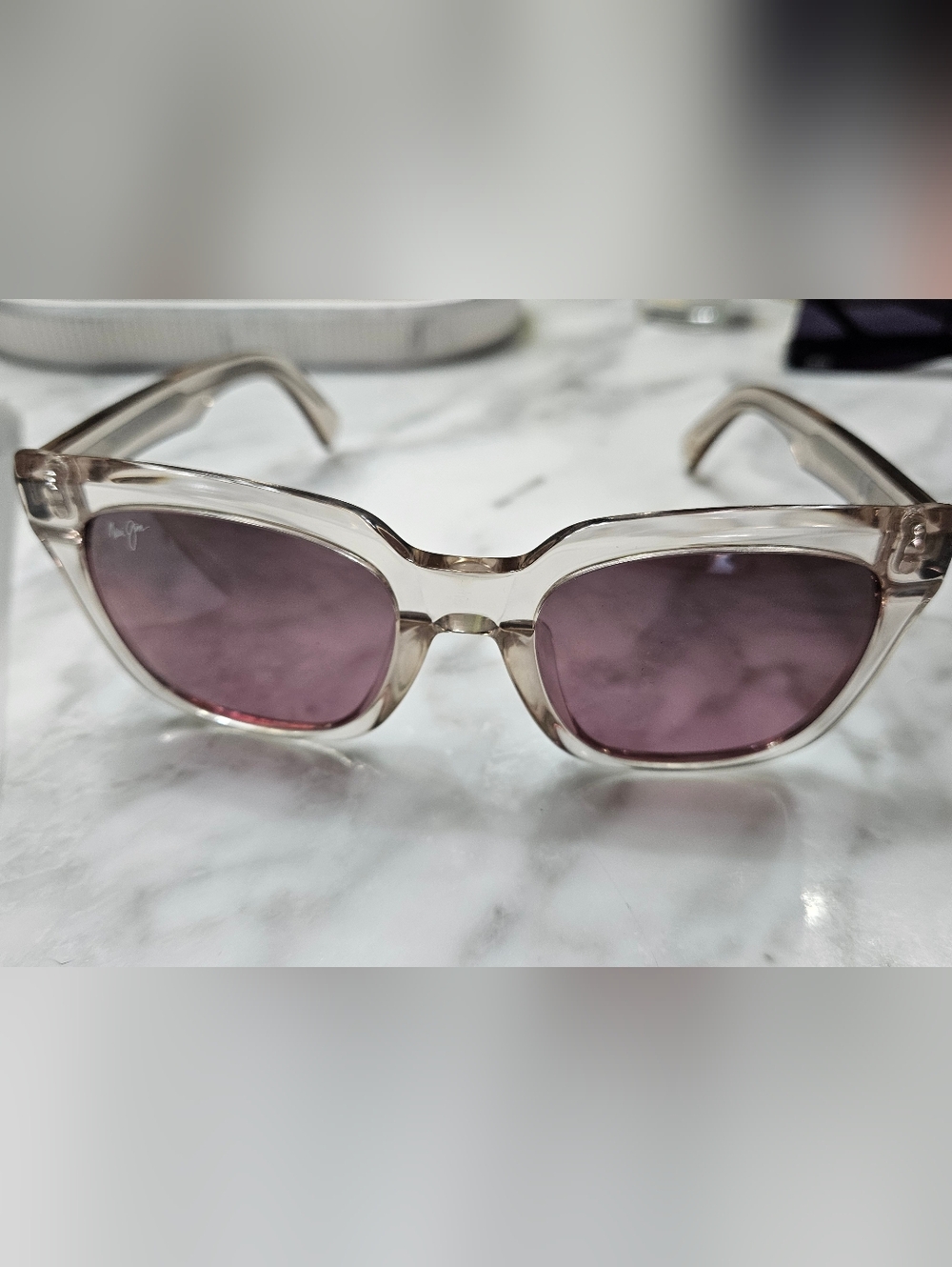 Maui Jim Women's Clear Acrylic Frames with Maui Rose Colored Lenses - Picture 3 of 4